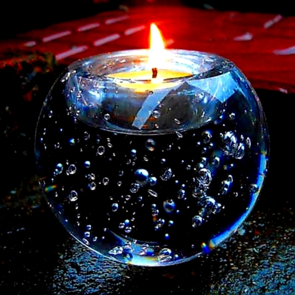 Bubble Glass Candle Holder | Art Gift | Table Decor I Hand Blown Glass | New Hom - Picture 6 of 6